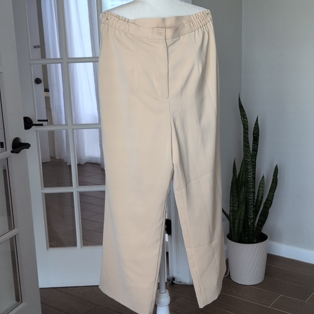 Ashro Cropped Drapy Lined Pull On Elastic Waist Pants Size 14 - Picture 2 of 10
